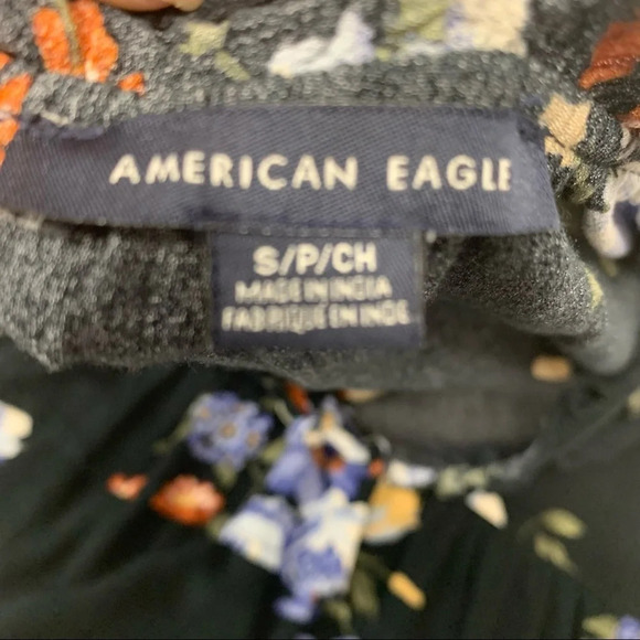 American Eagle Womens Peasant Top Small  Floral Ruffles Fairy Grunge Work Casual - Picture 7 of 12